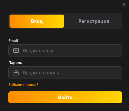 Форма входа Tiger Casino — авторизация